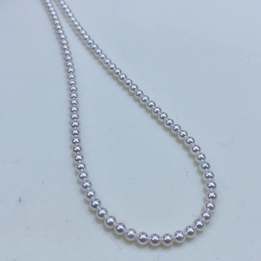 淡水珍珠3.5正圆爆亮极强冷白炫彩毕业银S925镶嵌