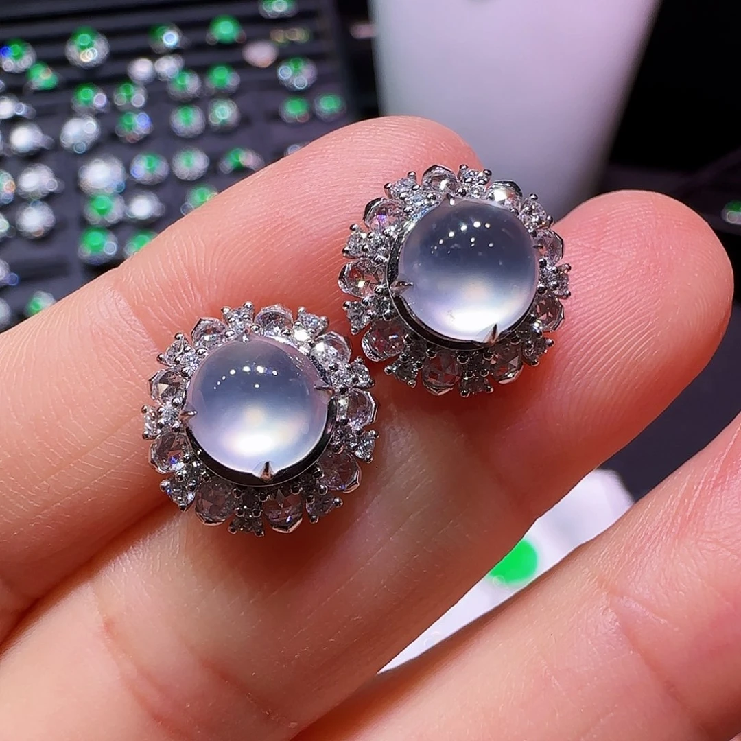 翡翠18K金镶嵌耳坠耳坠