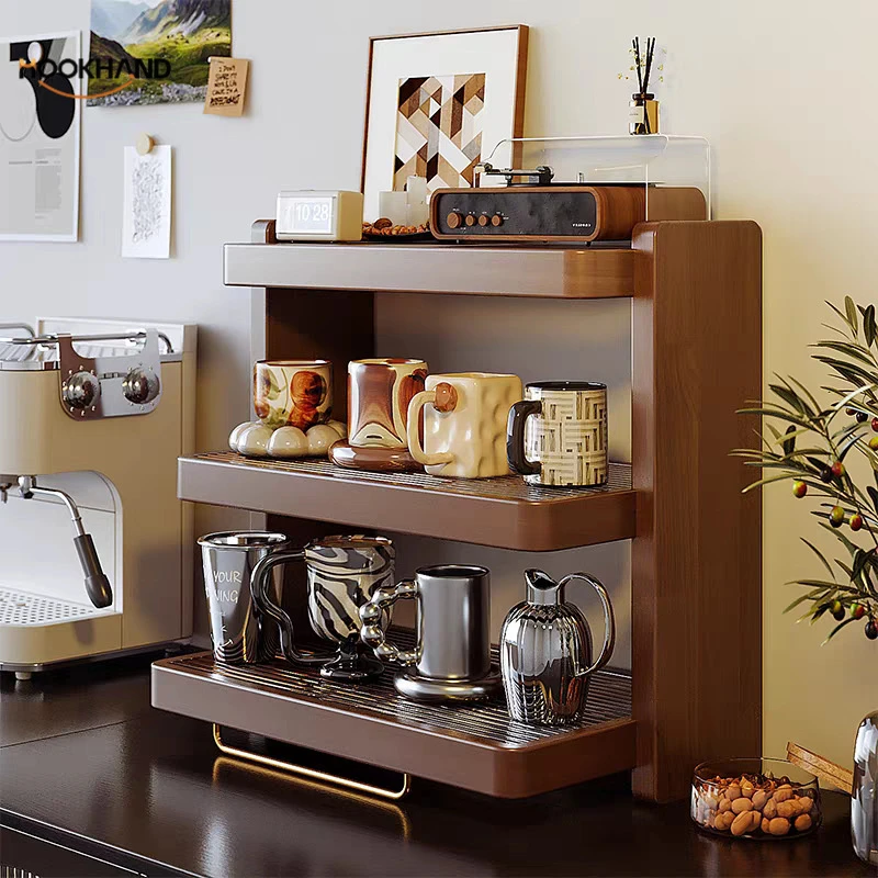 实木杯架杯子收纳置物架桌面茶杯具咖啡杯马克杯水杯餐边柜展示架