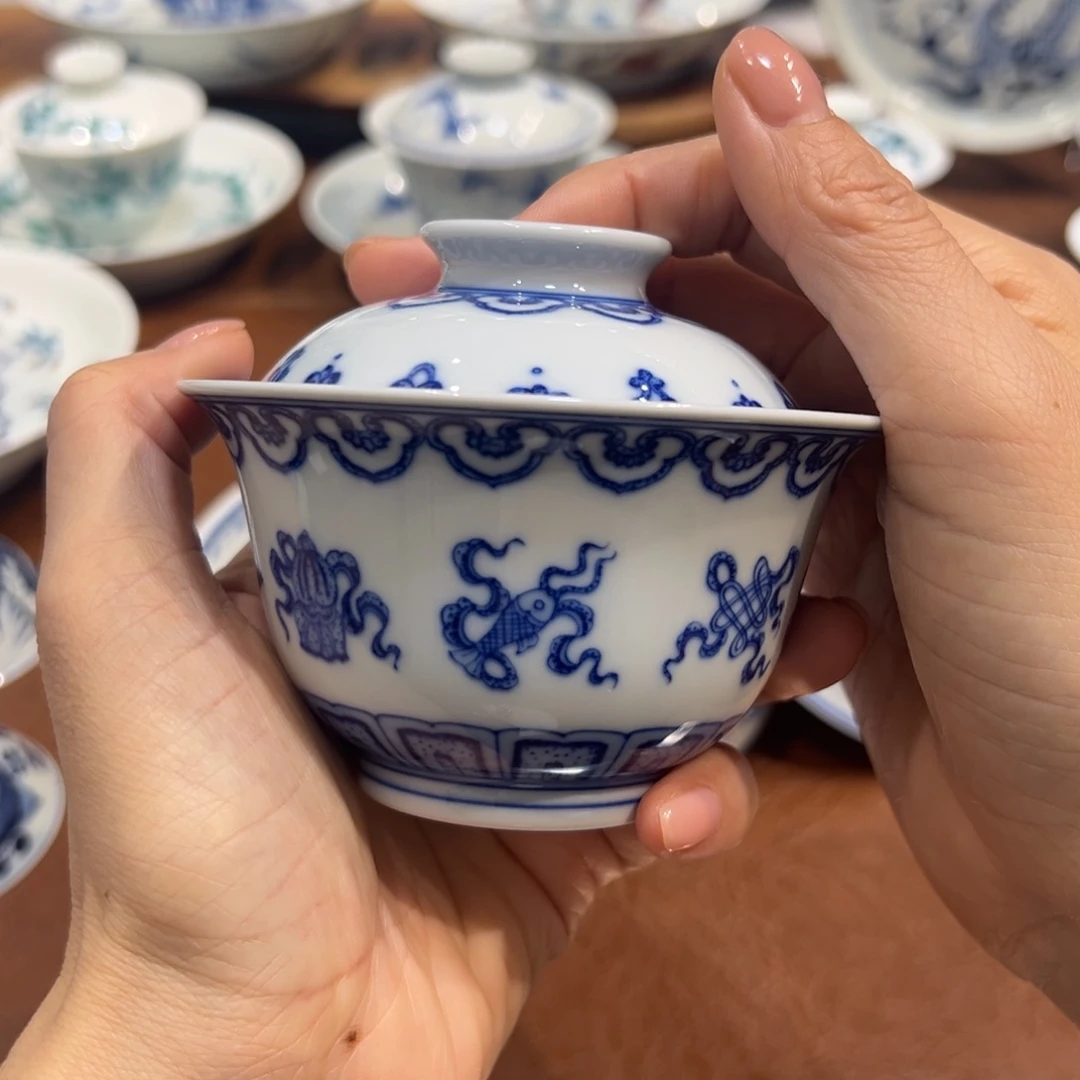 盖碗佛八宝盖碗130毫升纯手工