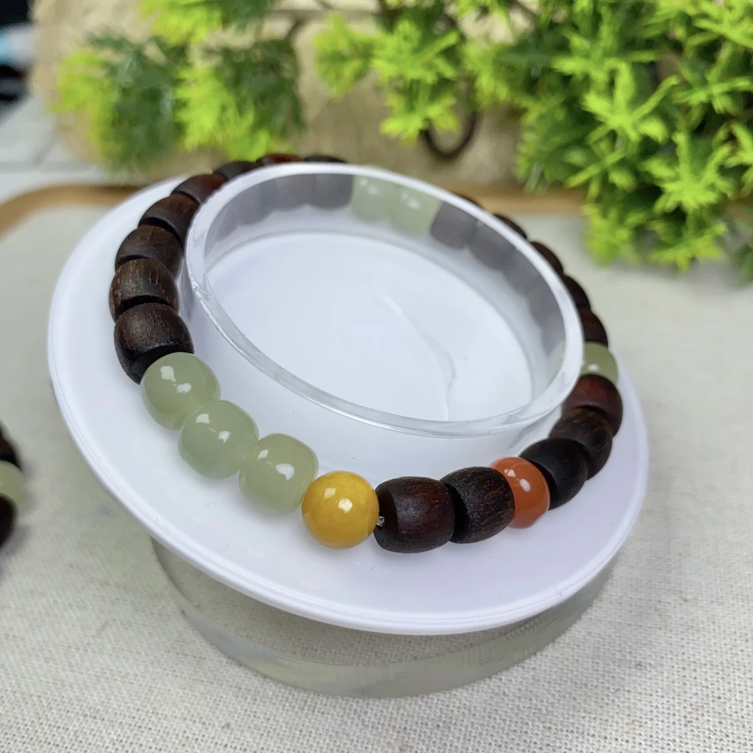 天然和田玉盘珠单圈素圈手串手链 00986