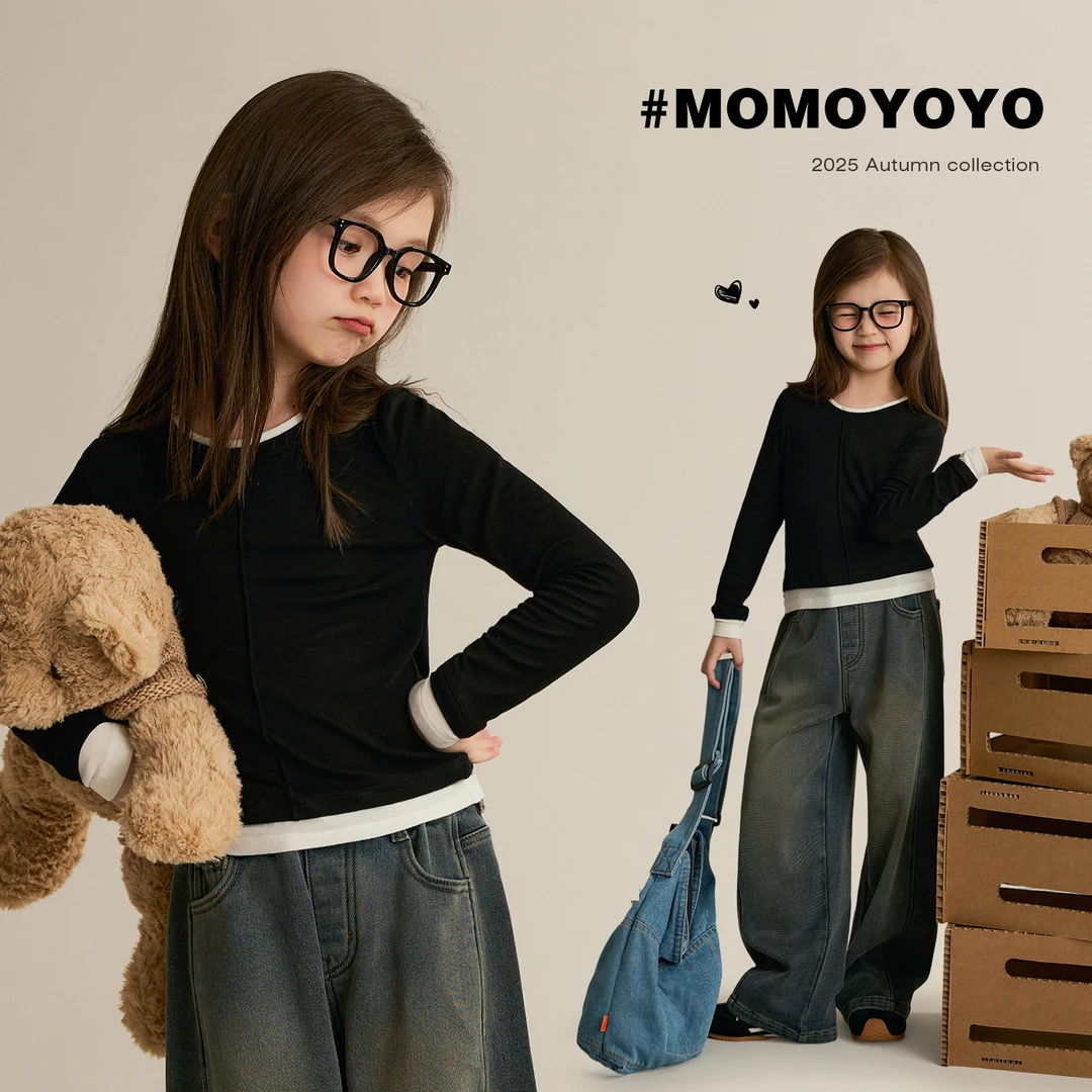 辰辰妈【骨感】女童秋装天丝羊毛假两件T恤亲子装儿童显瘦上衣8440D