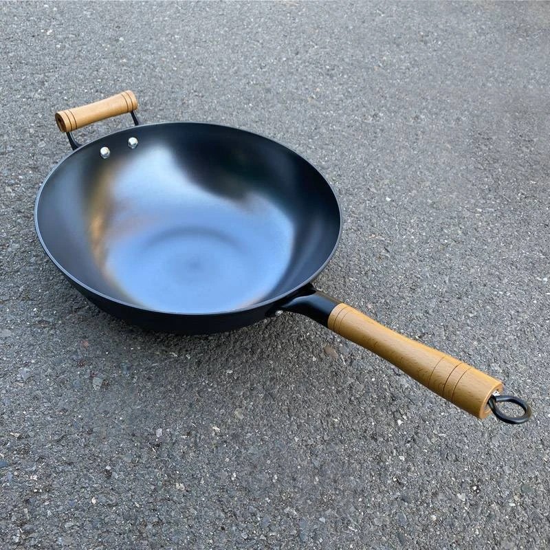 老式铁锅铸铁家用炒菜锅燃气灶电磁炉通用无涂层炒锅不粘生铁锅