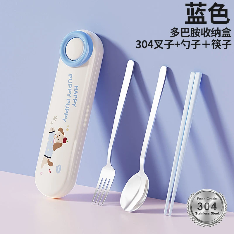 304不锈钢三件套收纳便携筷子勺子叉一人用便携餐具厨房便携餐具