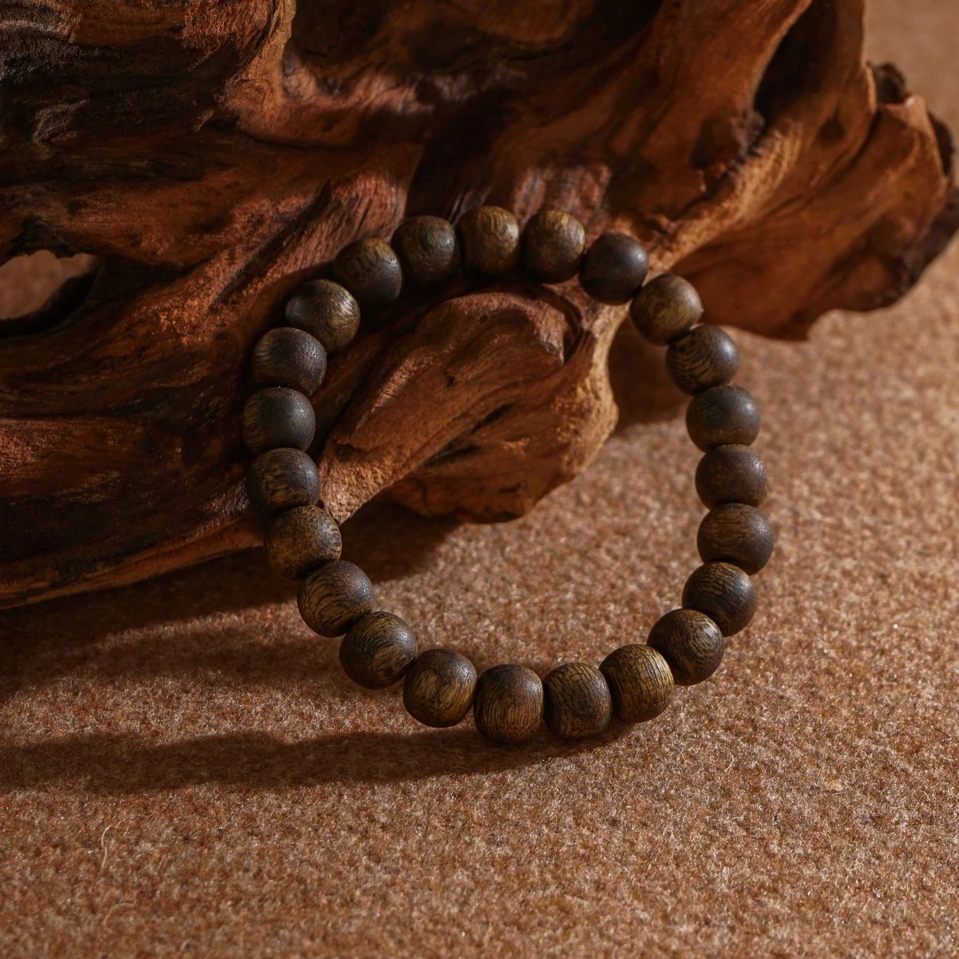 沉香【蟠桃颂】9mm苹果珠单圈手串沉香手串天然莺歌绿奇楠