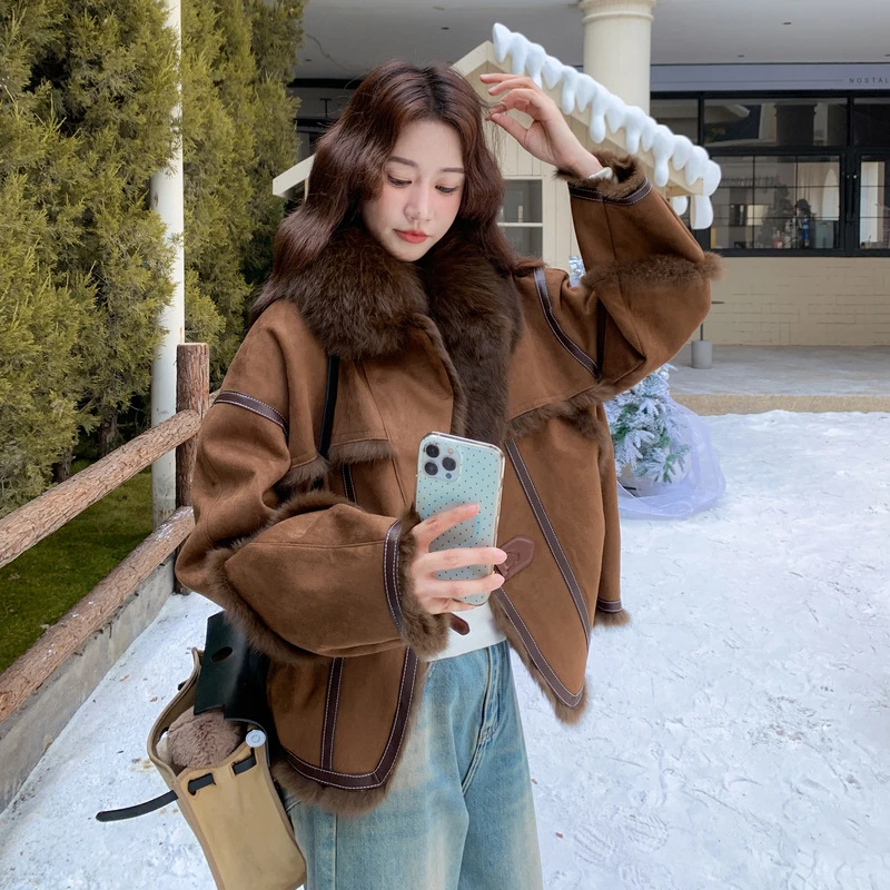 小个子派克服仿皮草外套女短款2025年冬季新款时尚宽松显瘦夹克潮