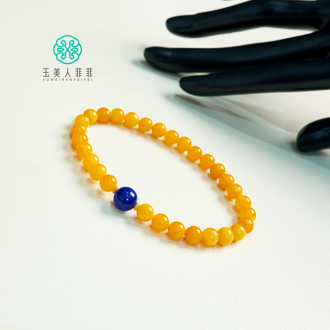 石惑珠宝*蜜蜡单圈圆珠手串约5mm