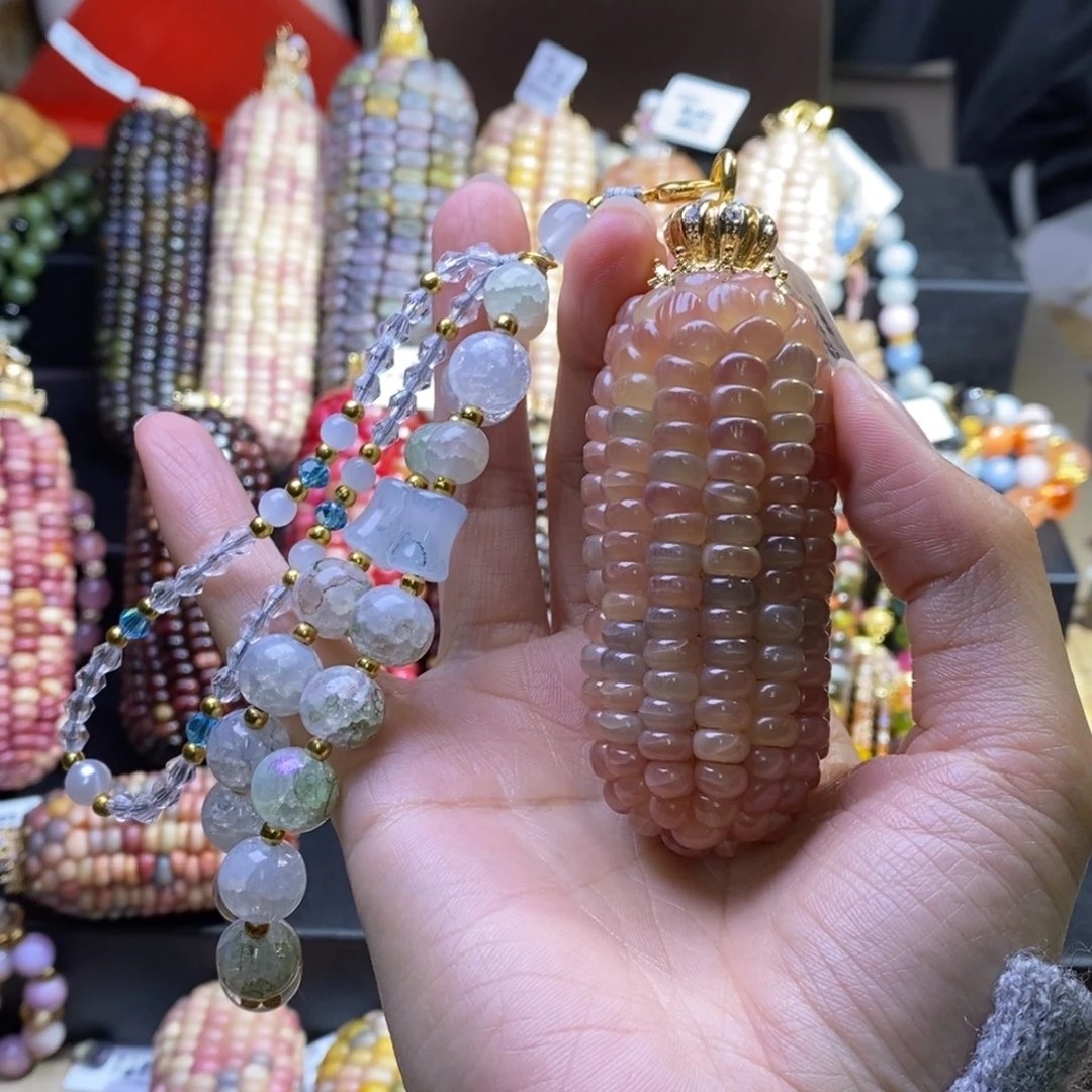 玉洛*可文玩玉米 藕粉色