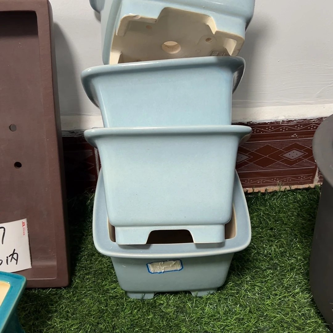 紫砂花盆白*堂瑕疵盆，四只