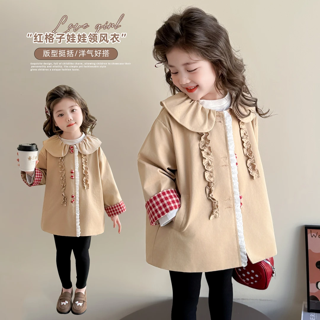 童装女童风衣外套2025新款儿童春秋装衣服韩版网红女孩英伦风大衣