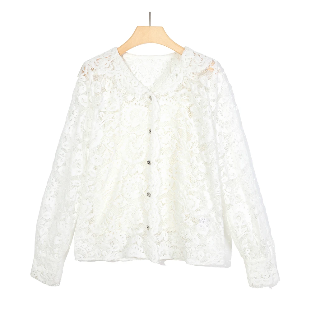2025新款女装 白色蕾丝衬衫