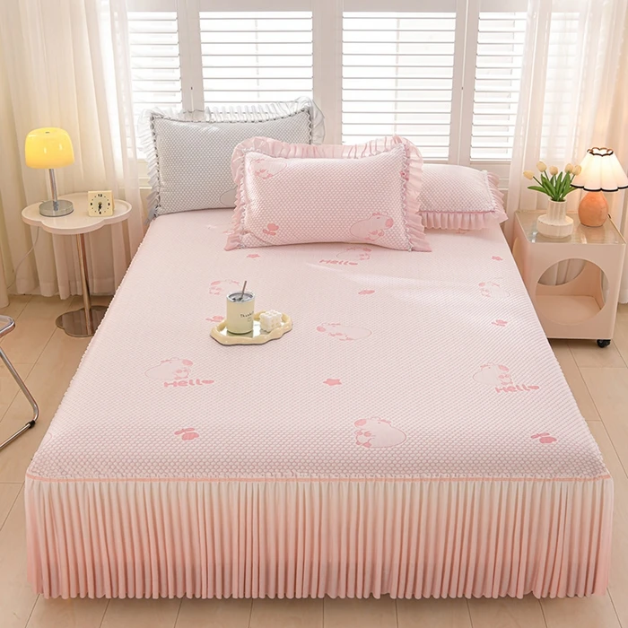 A类凉豆豆席柔软床裙款凉席软席冰丝席夏天专用冰豆豆三件套席子