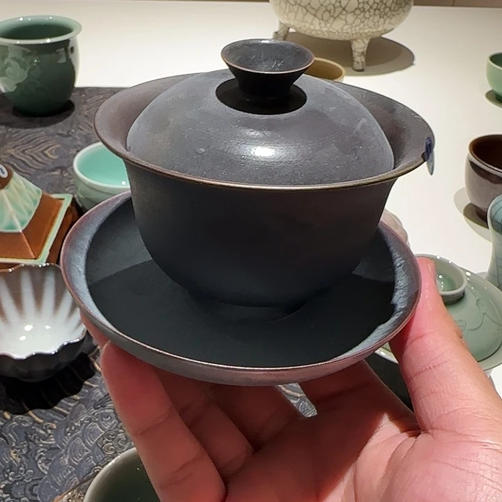 龙泉青瓷三才盖碗