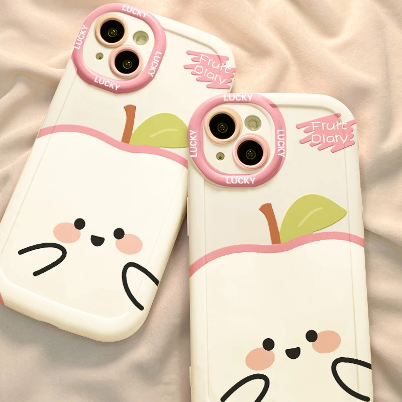 【苹果/华为/荣耀/OPPO/vivo/小米】害羞粉苹果磨砂泡芙手机壳