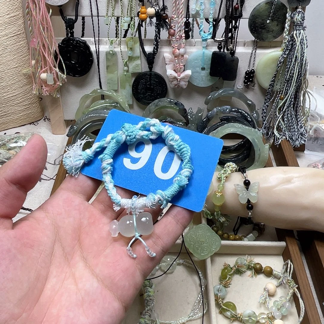 比***主蛇纹石玉合金手链