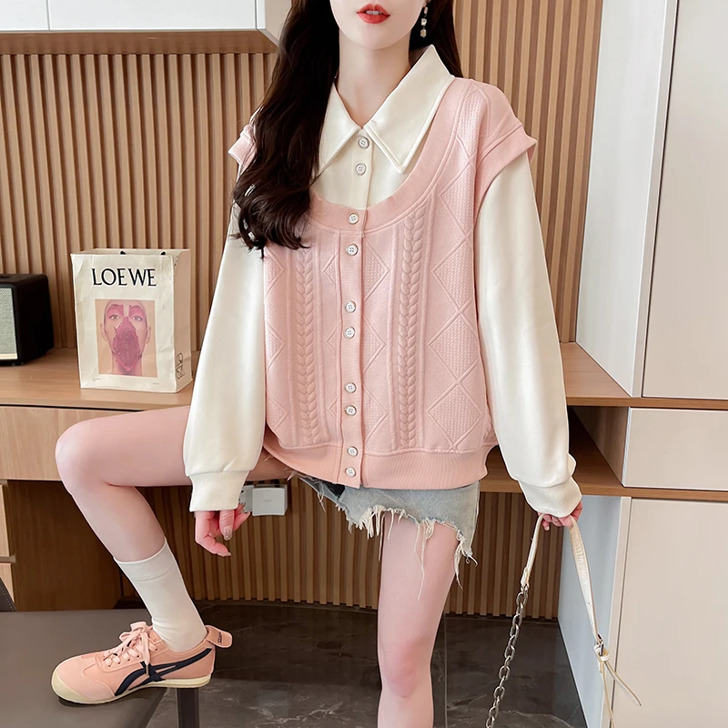 设计感小众长袖卫衣女春秋季薄款2025新款宽松韩版初中生早春上衣