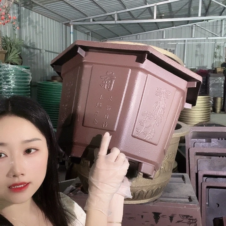 紫砂色八角40花盆一个