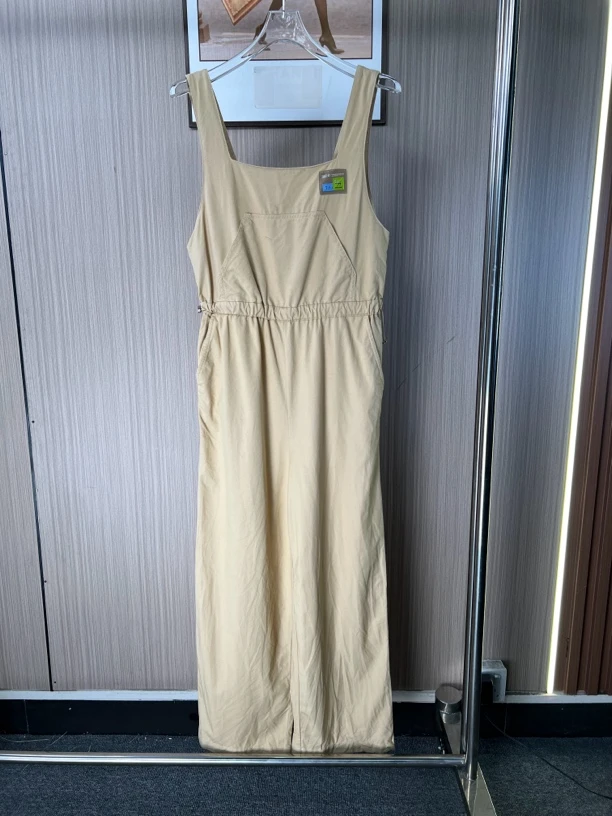 8987品牌撤柜fg女装卡其色减龄工装背带长裤抽绳设计款直筒裤