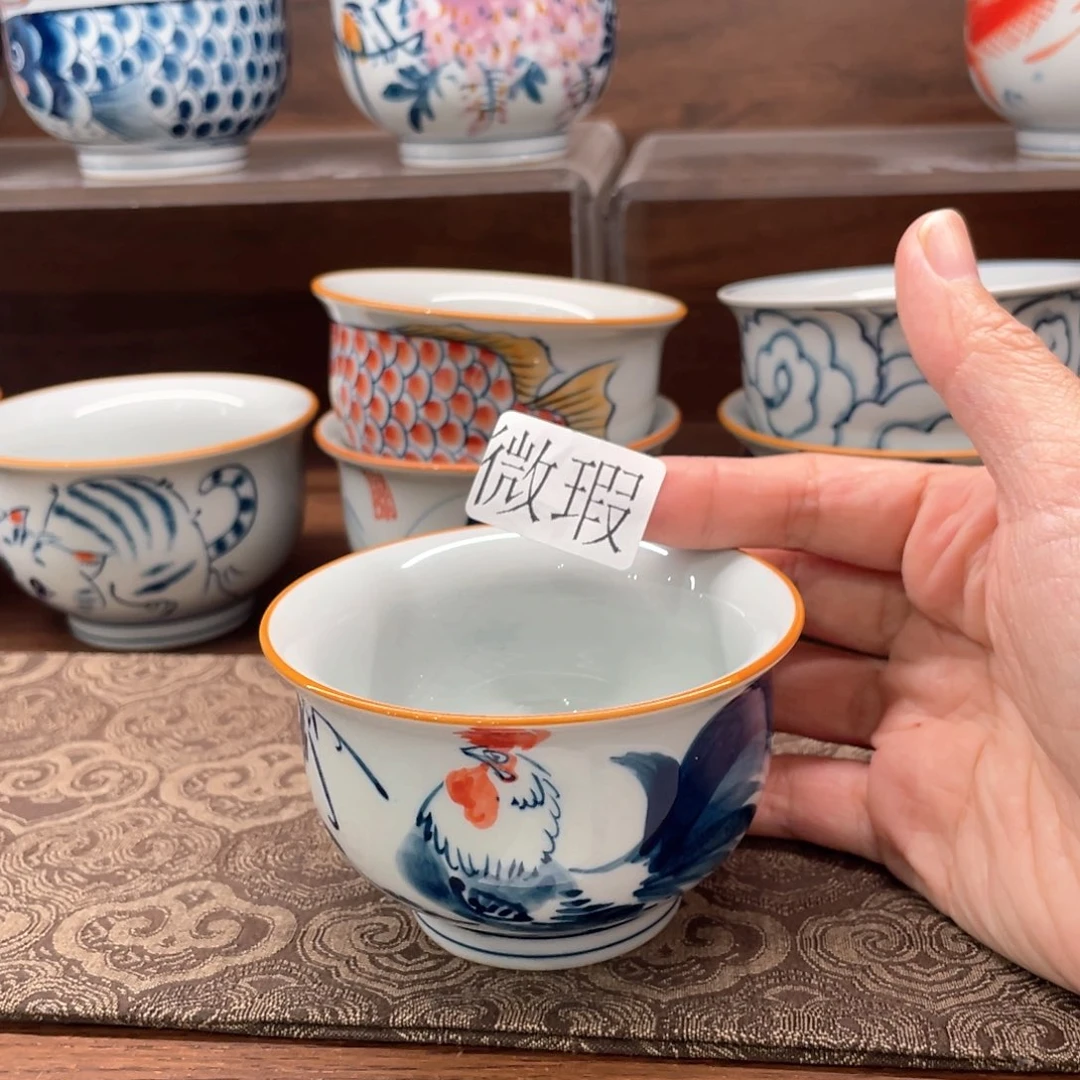 釉下手绘茶具微瑕