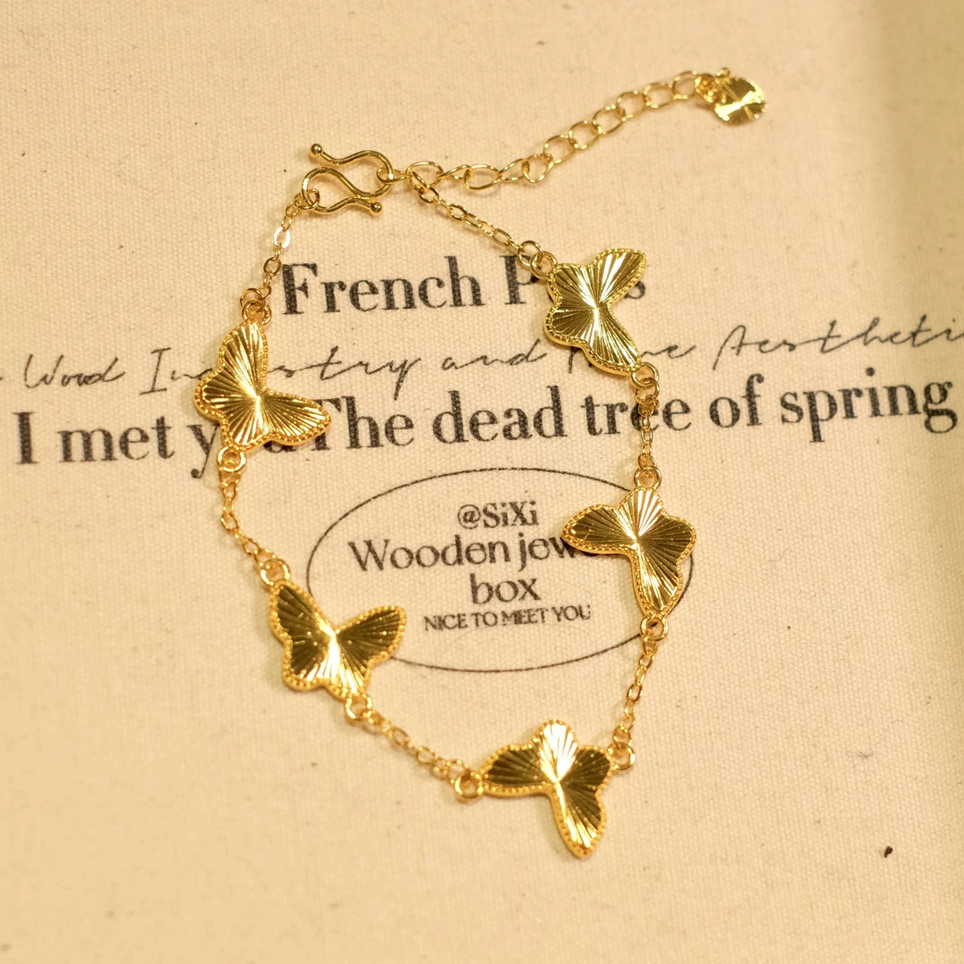 足银手链 蝴蝶手链女款气质时尚简约长款轻奢百搭款