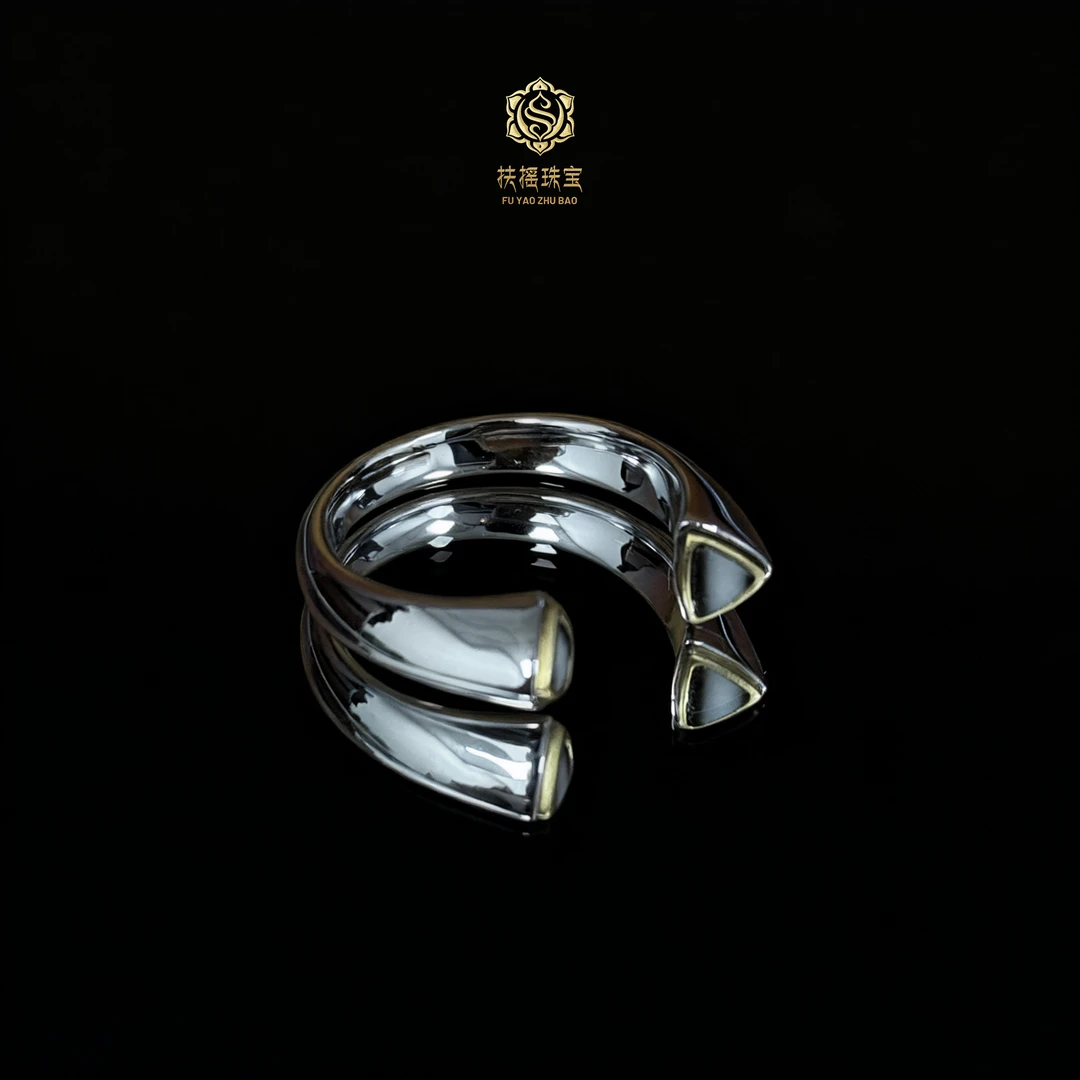 925银戒指 扶摇臻选|聚缘盖亚精美银镶三角线珠戒指6263