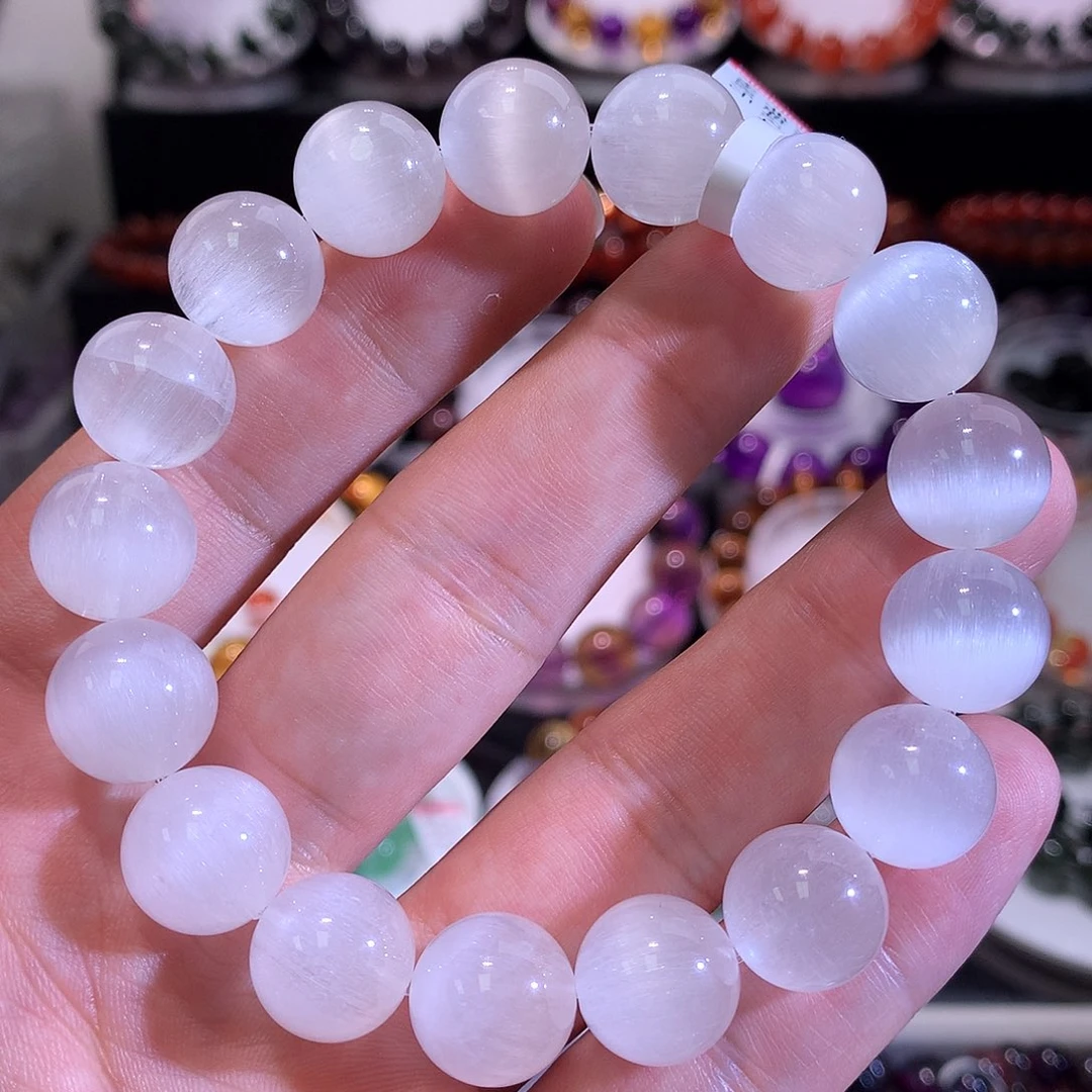 水晶未镶嵌手链猫眼白兔毛12.5+