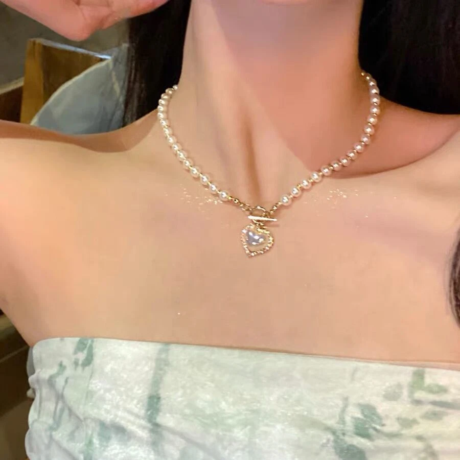 合金项链 爱心女款轻奢小众锁骨链配饰气质时尚百搭ins温柔