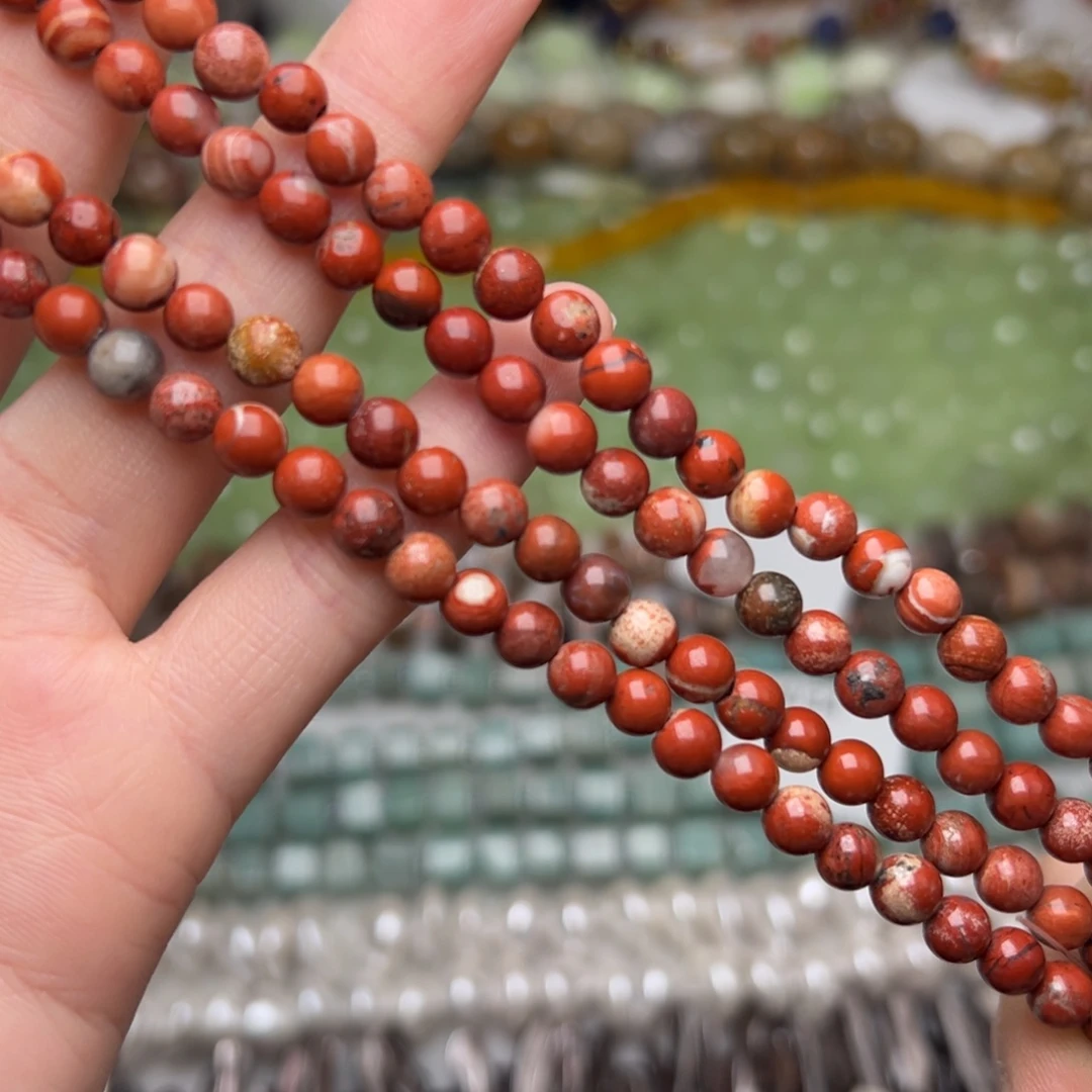 玛瑙/玉髓合金珠宝半成品W35。6mm战国红红石圆珠一条