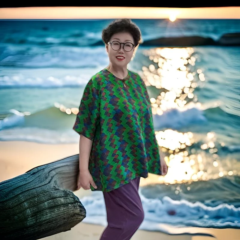 【贵丽坊】新品新中式国风夏季时尚花萝非遗香云纱盘扣圆领上衣5207