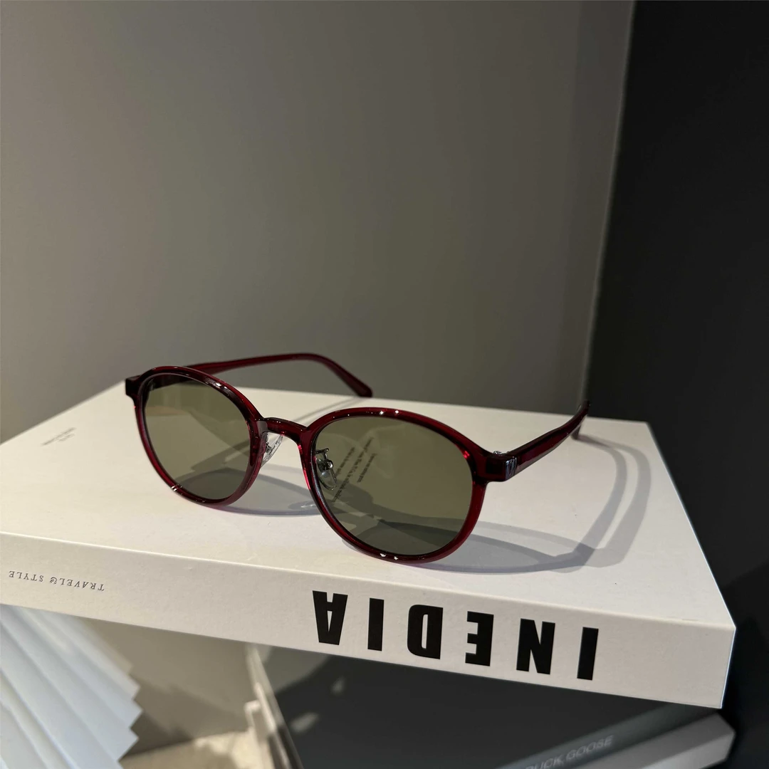 韩系红色墨镜女百搭款新款高级感潮流ins多巴胺大框圆形太阳眼镜