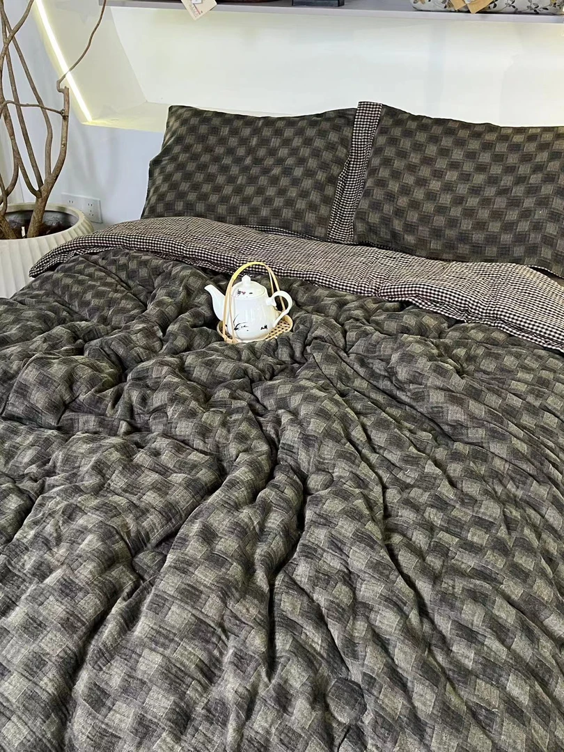 【朦胧格-三件套 】双人纯棉简约舒适轻奢上档次