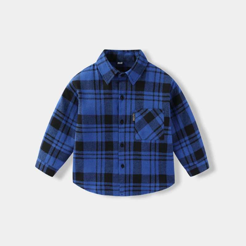 男童衬衣长袖儿童衬衫新款格子春秋女童亲肤舒适儿童衬衣上衣内塔