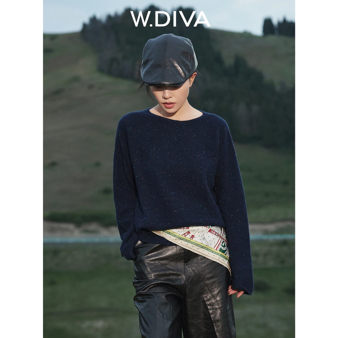 W.Diva【银河釉】超细彩色小点子纱15.8微米羊绒套头毛衫53Z022572