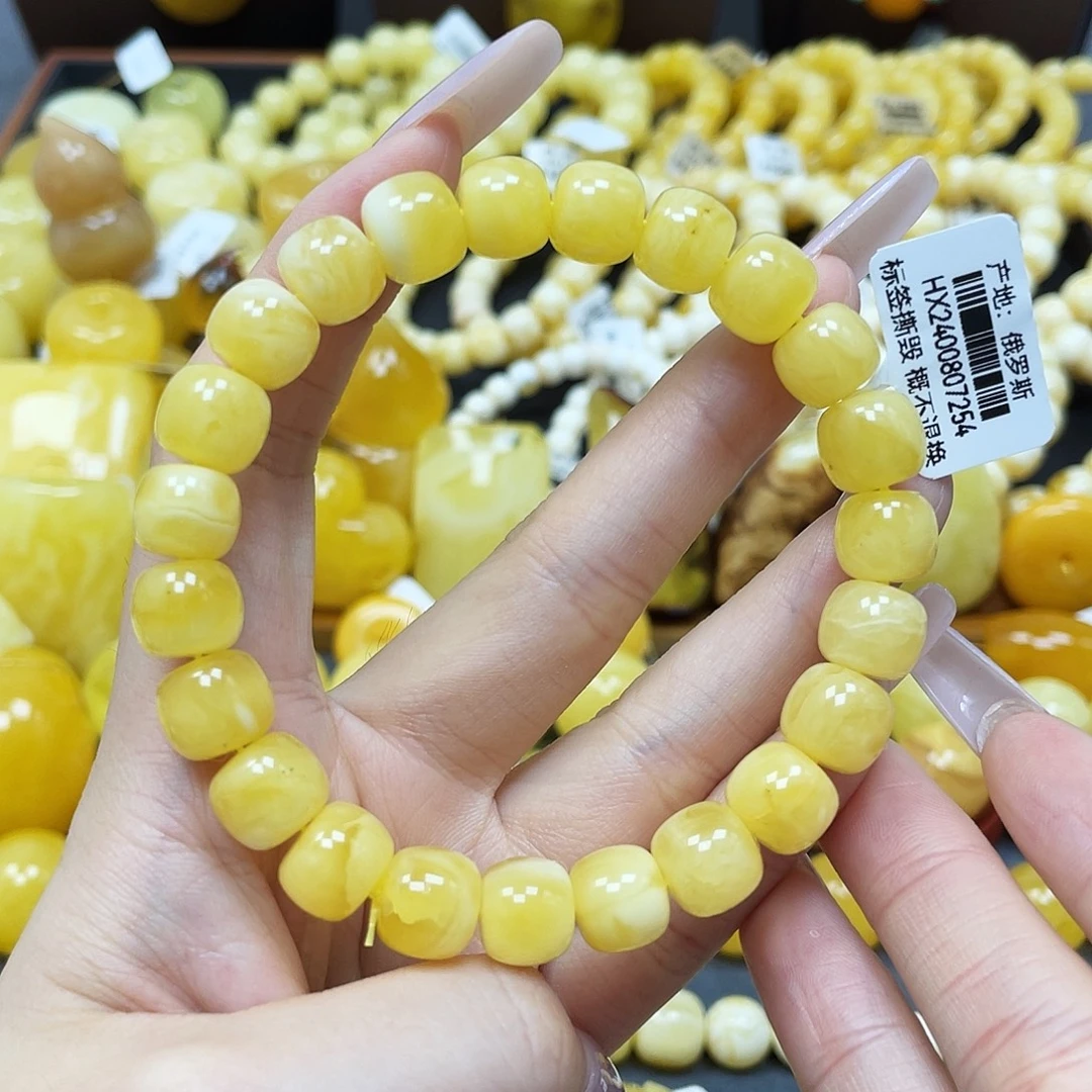 琥珀未镶嵌裸石老型手串10➕mm瑕