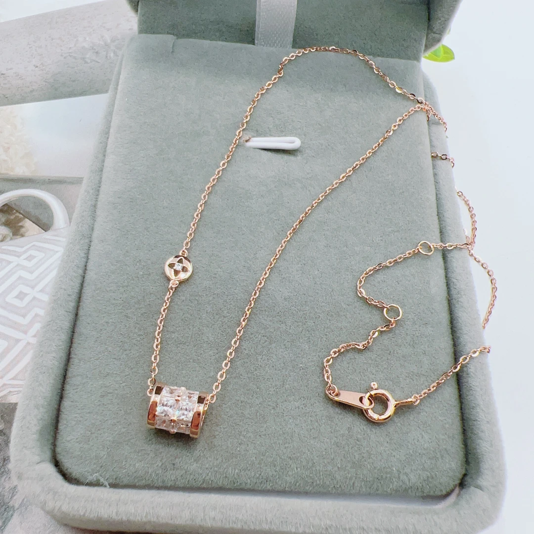 坠链均925银合成锆石 S925银精工路路通小蛮腰套链T436