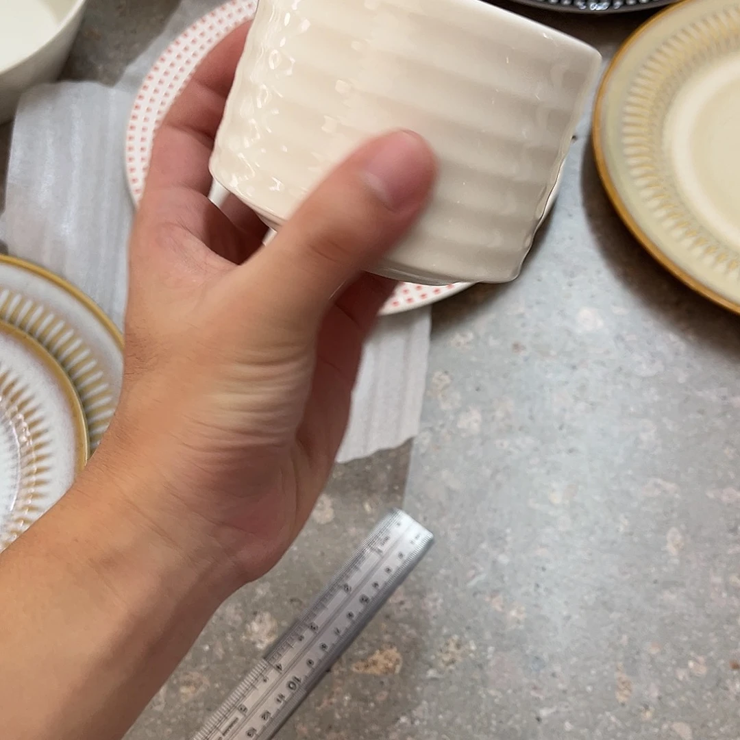 陶瓷暖白螺纹4寸炖碗点心碗