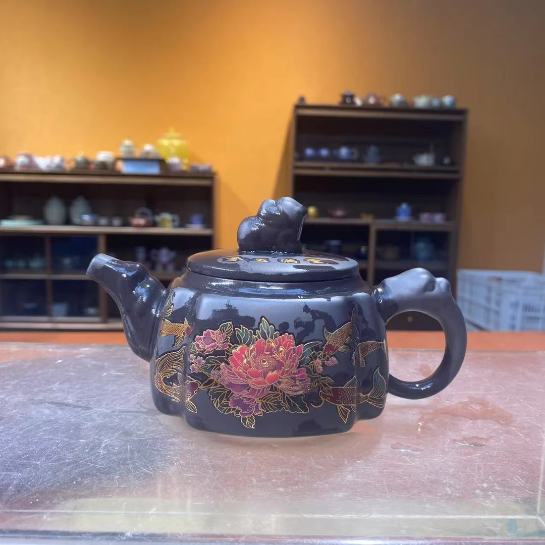 德化云仓 黑泥紫砂变色-【金玉满堂-黑四方壶】-2782