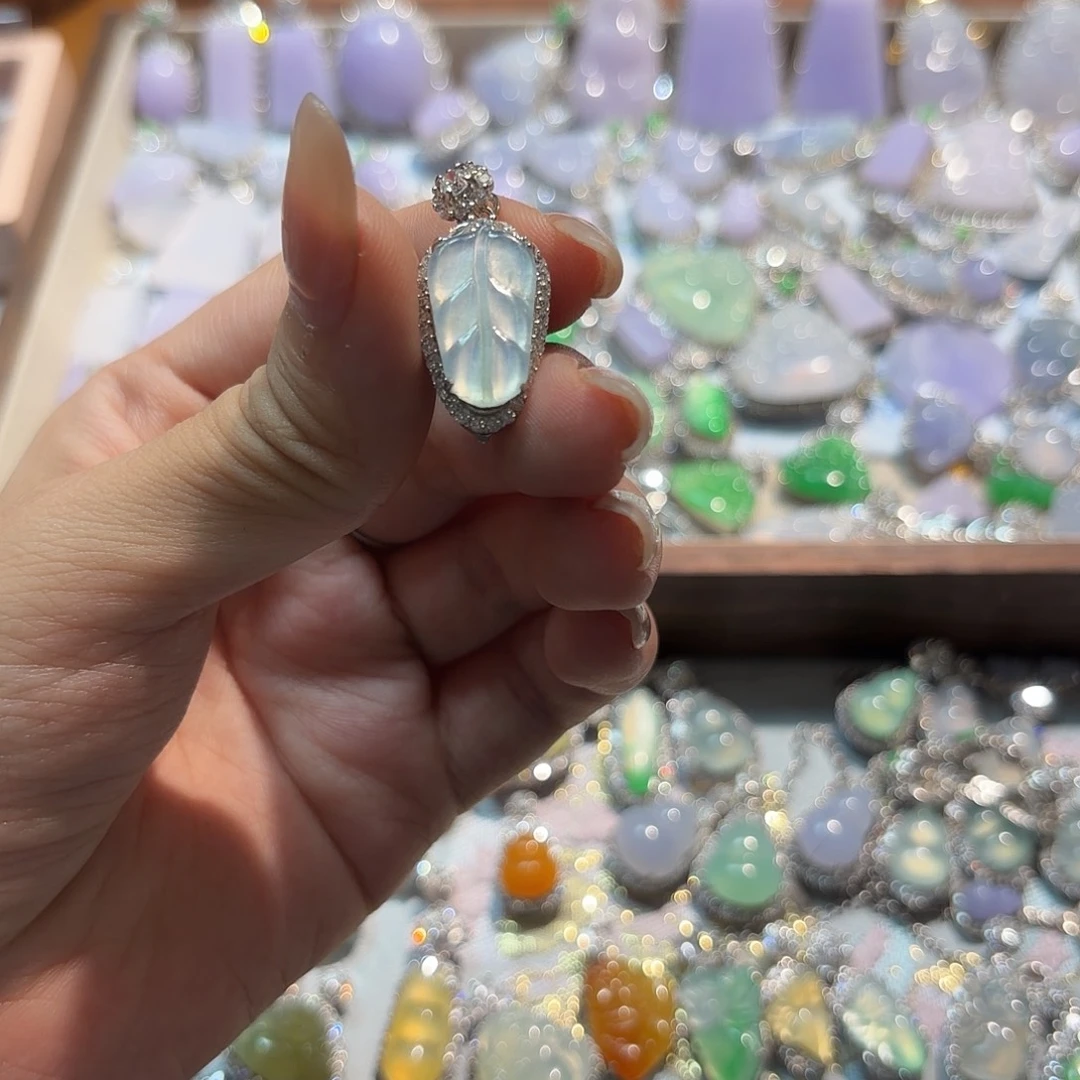 翡翠银S925镶嵌吊坠(不含链)