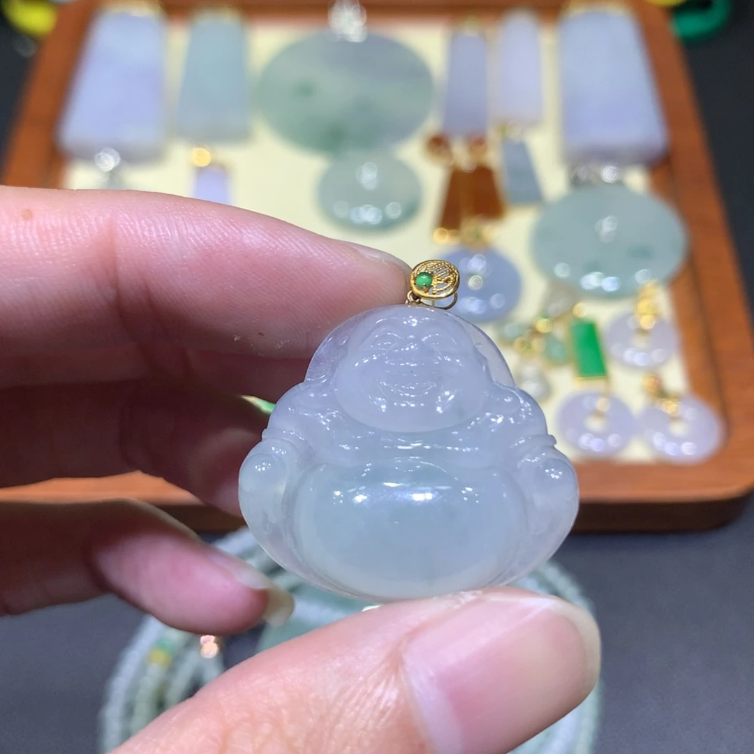 吊坠(不含链)18K金镶嵌翡翠