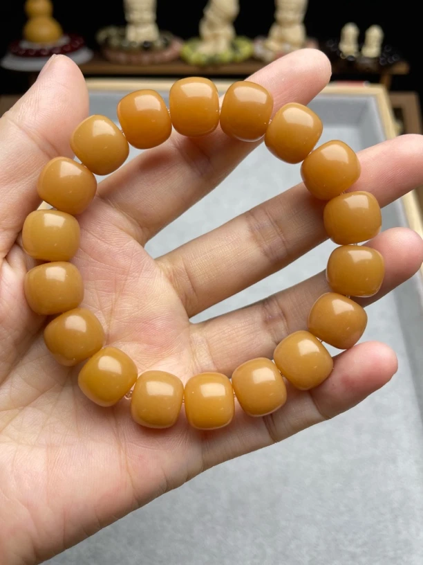 风化老料桶珠菩提根手串高油盘玩老型桶珠文玩手串菩提子单圈盘玩