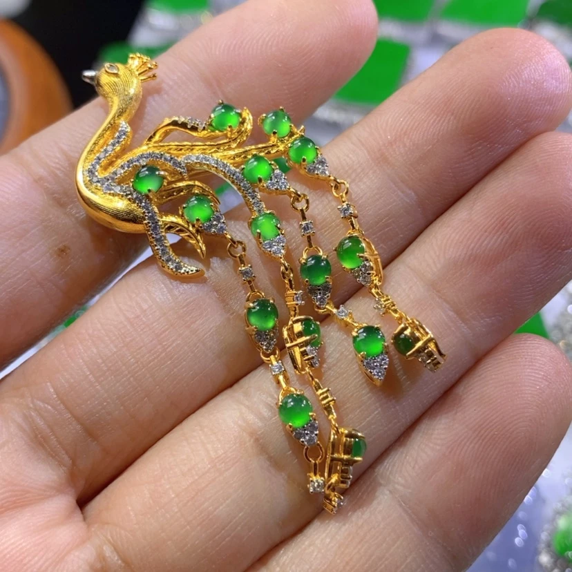 【闪购商品】翡翠挂件银S925镶嵌天然翡翠