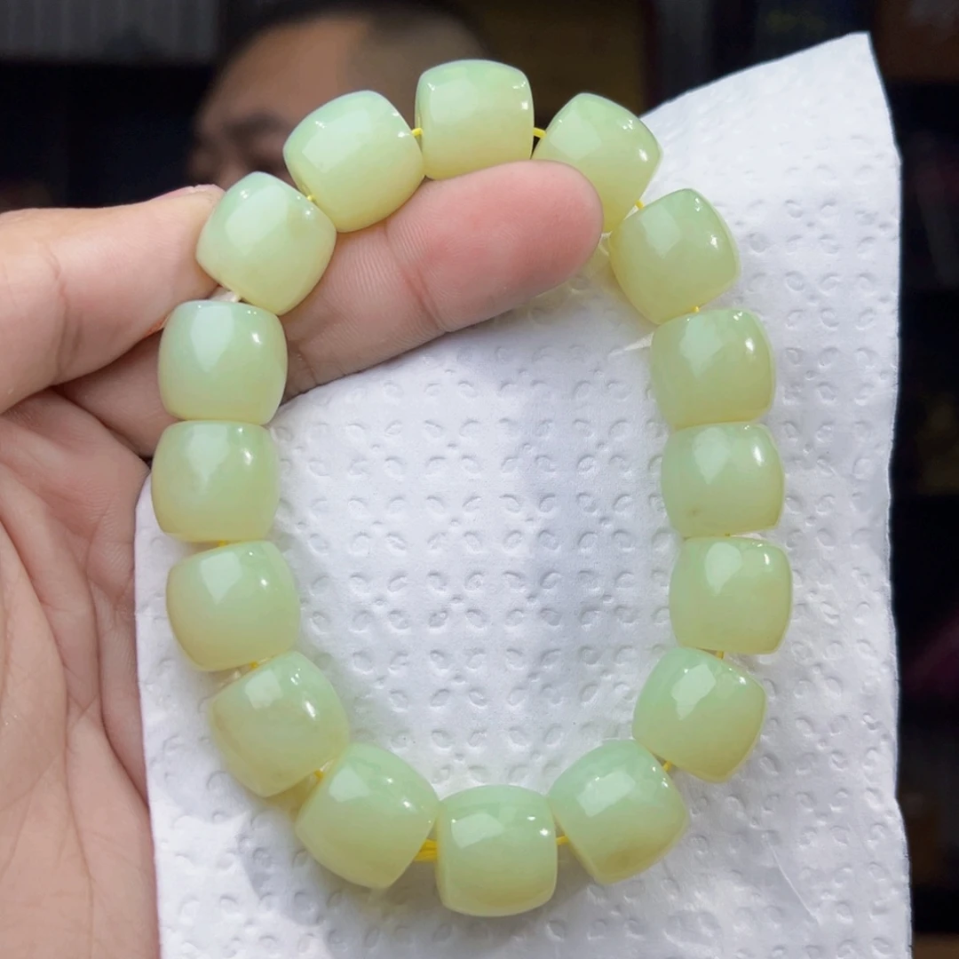 和田玉未镶嵌手串天然和田玉新疆若羌黄口料卡14直切