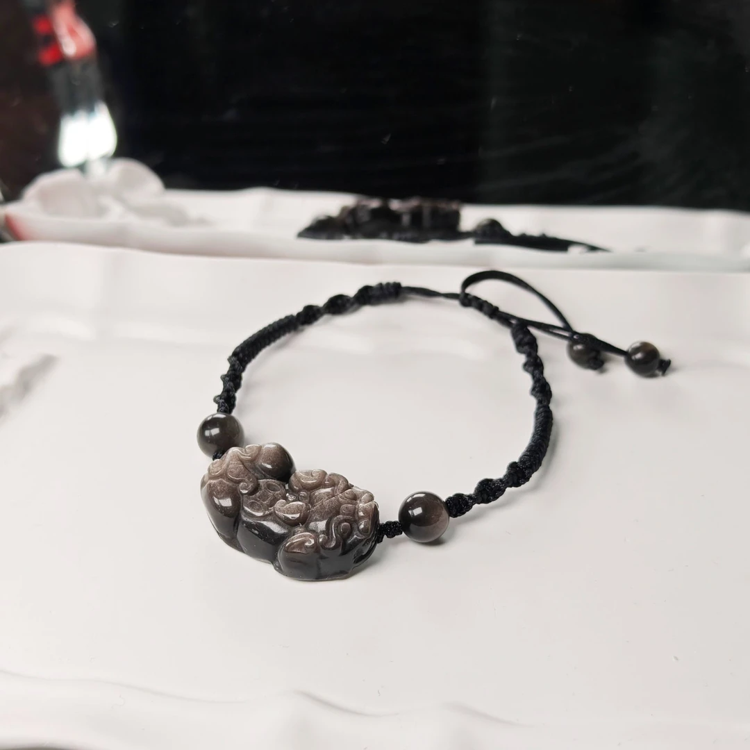银曜石貔貅手工编织绳男女情侣手绳招财