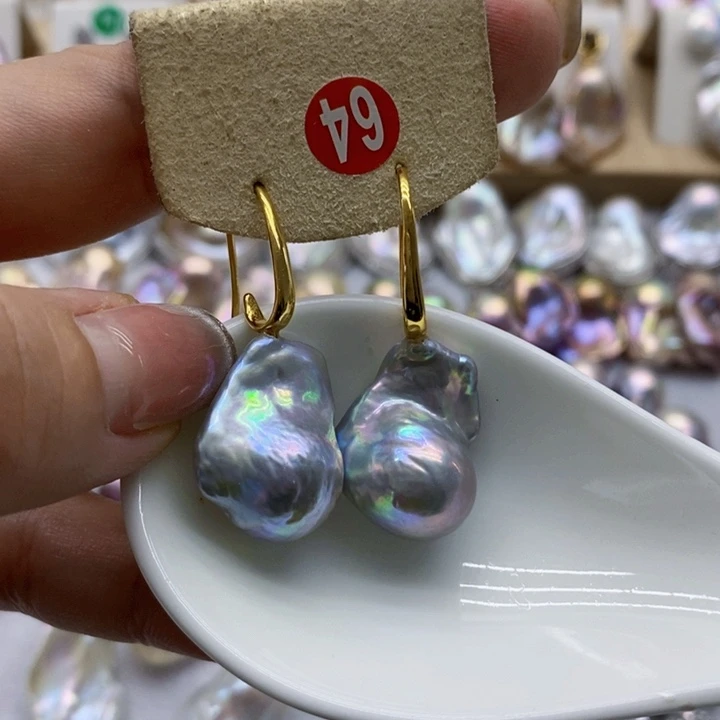 银S925镶嵌淡水珍珠耳饰