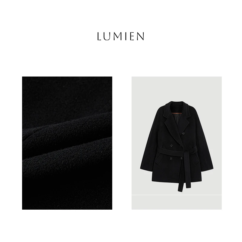 【LUMIEN】双排扣中长款腰带羊绒大衣LX4LDD060