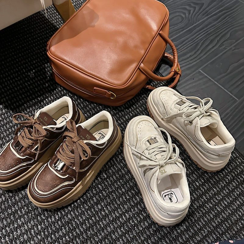 TS休闲鞋女2025春季新款时尚百搭潮流厚底板鞋