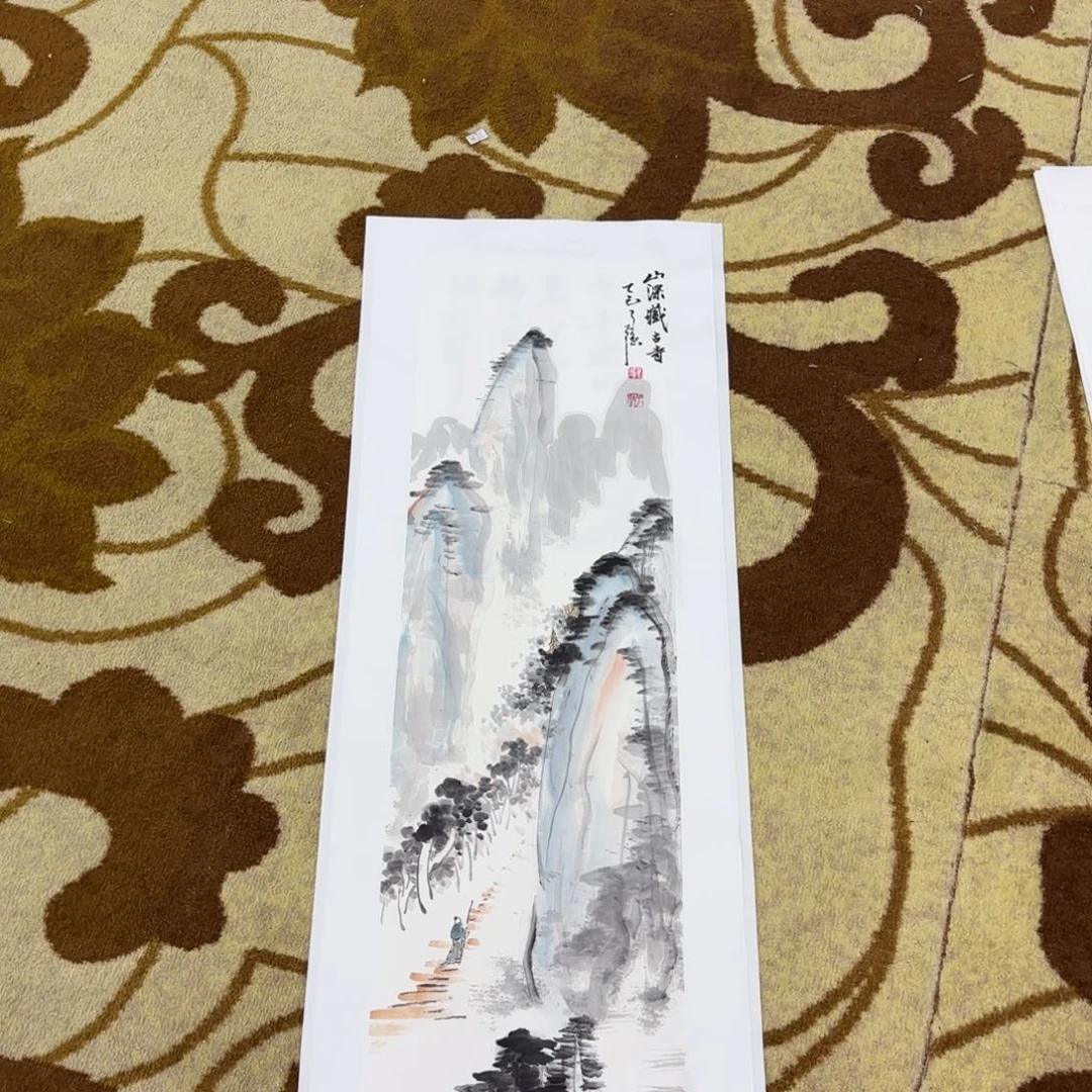 蓝***球国画代志强三尺对开李欣主播