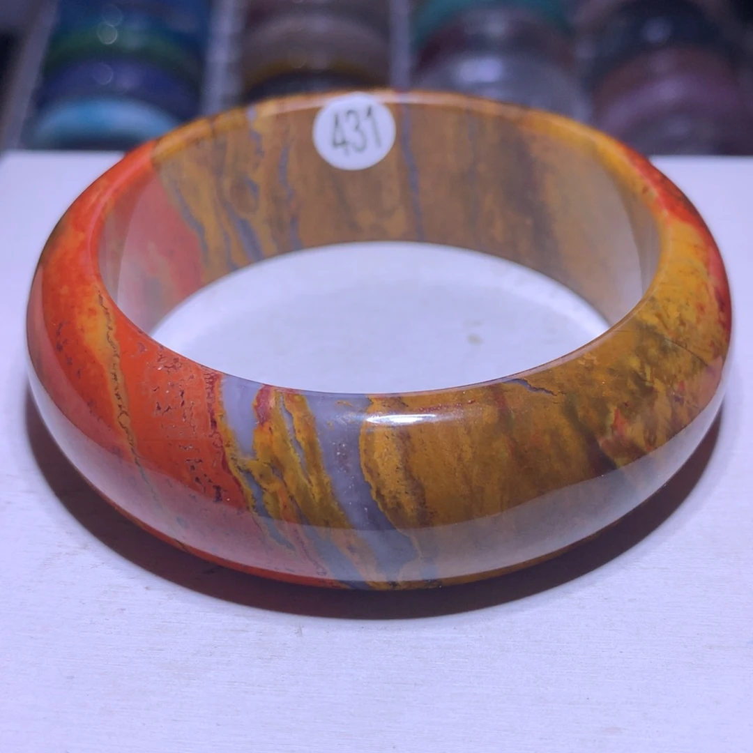 水晶银S925镶嵌手镯战国红59.2圈431