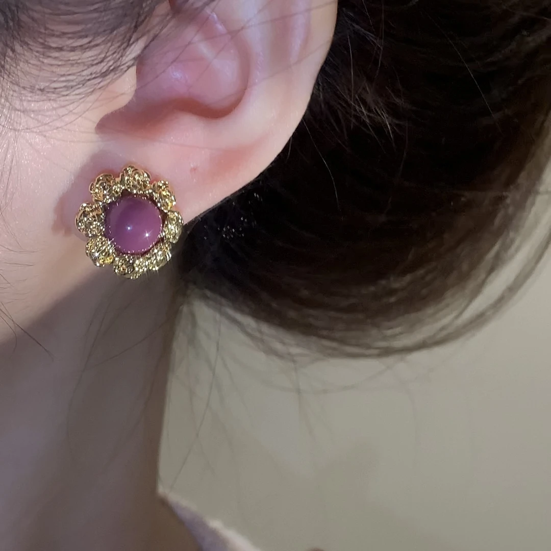 铜合金耳饰 【紫阳】轻奢时尚百搭气质小众设计感耳饰RH005