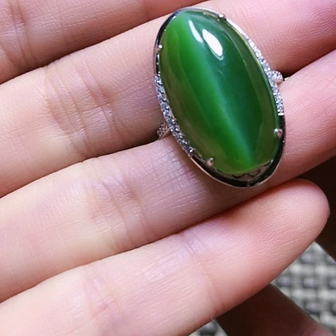 和田玉银S925镶嵌戒指